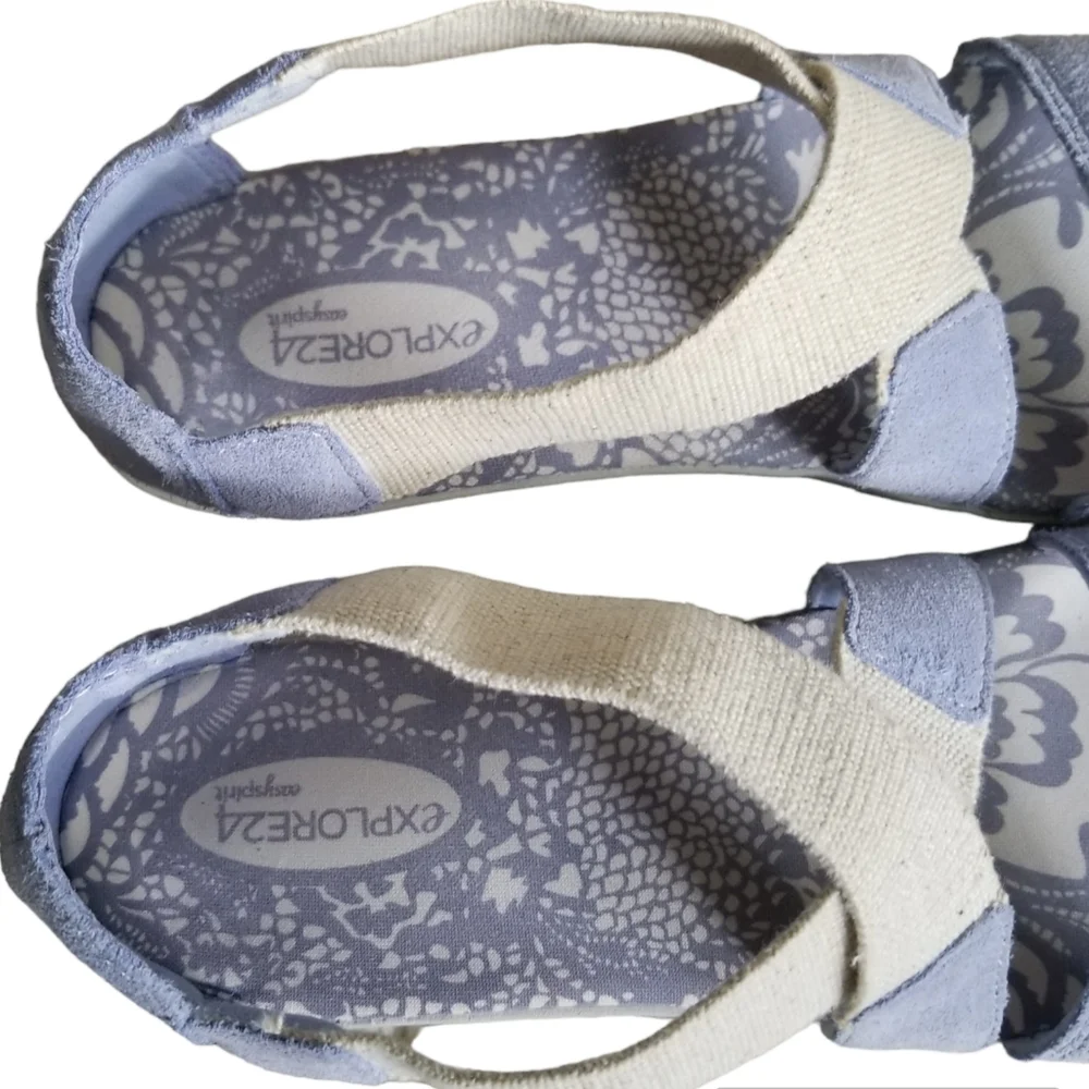 Easy Spirit Explore24 Womens Size 9.5 N Blue Strappy Low Wedge Sandals ESMATILDE_8